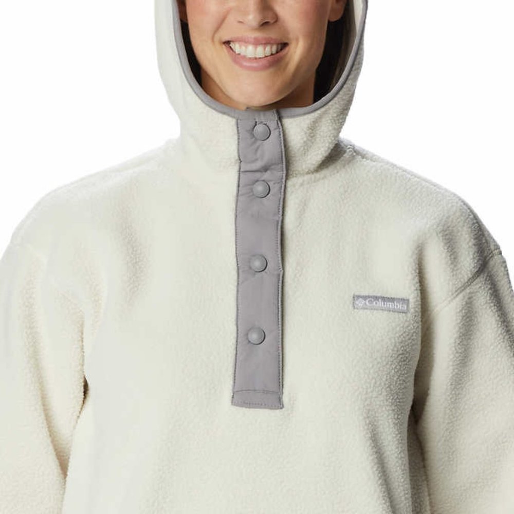 Columbia Ladies' Snap Fleece Hoodie, L: Ivory (Chalk), FREE SHIPPING